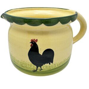 Zeller Keramik Hahn Und Henne Hand-Painted Ceramic Pitcher Yellow Green Germany